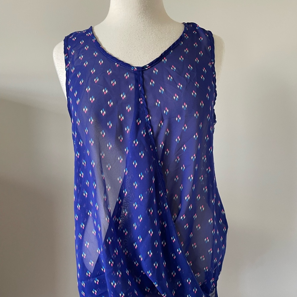 Sweet Rain Navy Sleeveless Blouse